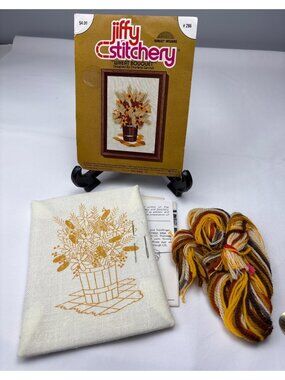 Jiffy Stitchery Wheat Bouquet Embroidery Kit 1975 Sunset Designs Complete